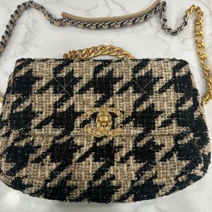 Black and Tan Tweed Shoulder Bag